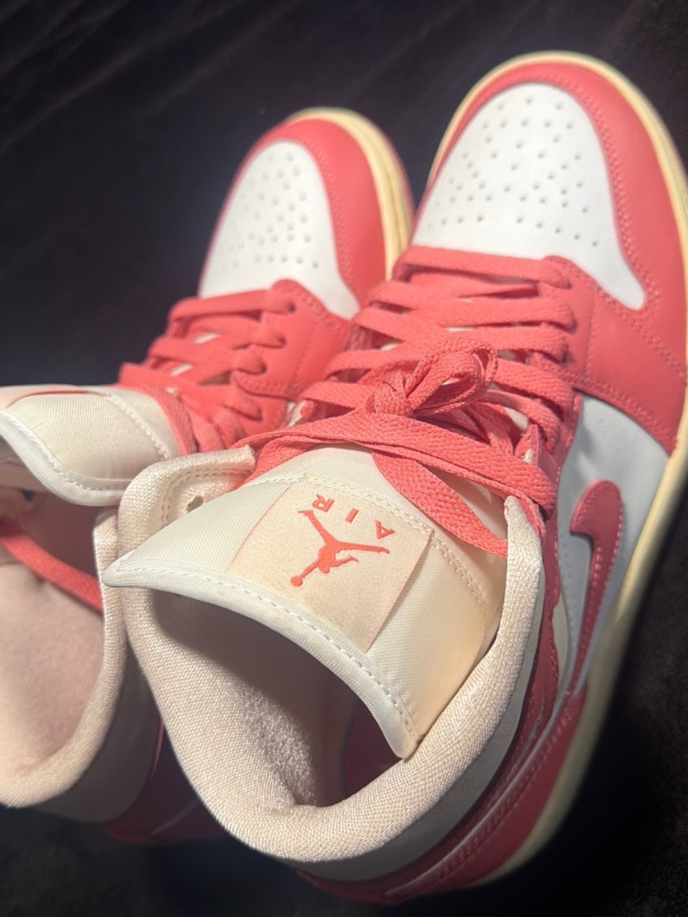Jordan mid guava and White Low-Top Sneakers